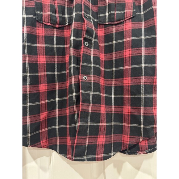 Osklen Rio de Janeiro Mens M Red Plaid Flannel Button Up Shirt Utility Chore - Picture 3 of 9